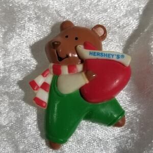 vintage Hershey's Christmas bear brooch 2"x1 6/8" 1.1795